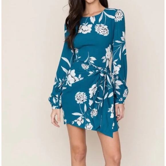 Yumi Kim Dresses & Skirts - Yumi Kim Teal Floral Wrap Dress Coquette Tomato Girl Quiet Luxury Aesthetic